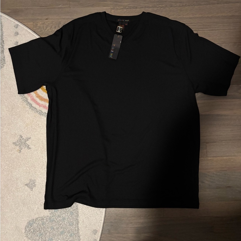 Classic Black Men's dress v neck short sleeve knit shirt, 2XL